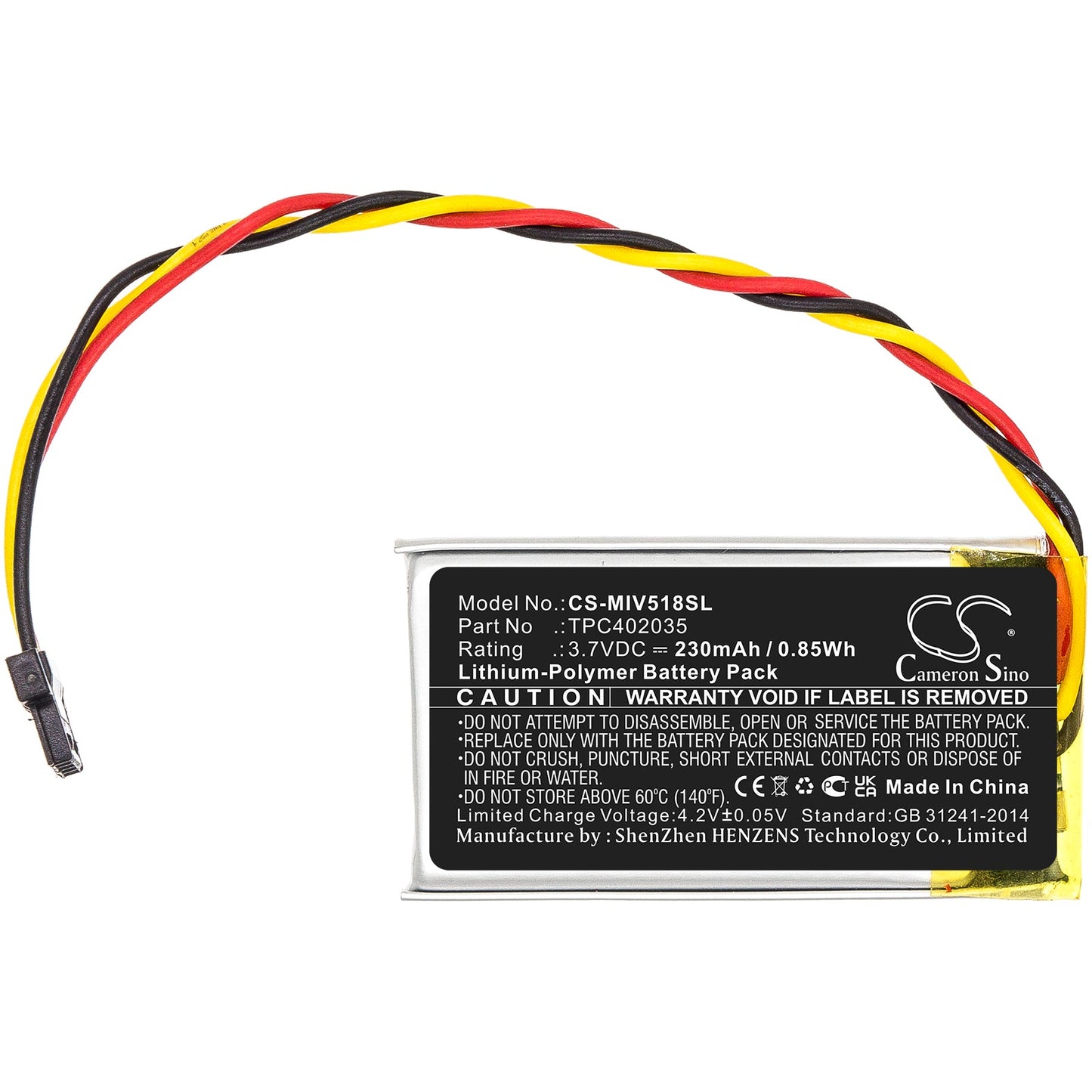 Replacement Battery for Mio  MiVue 508 – Dashcam – 230mAh / 0.85Wh / 3.7V
