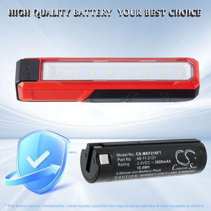 Replacement Battery for Milwaukee 2112-21 – Flashlight – 3000mAh / 3.6V