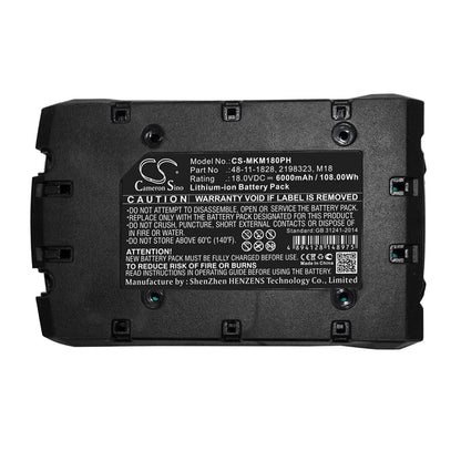 Replacement Battery for Berner  BACAG – Power Tools – 6000mAh / 108.00Wh / 18.0V