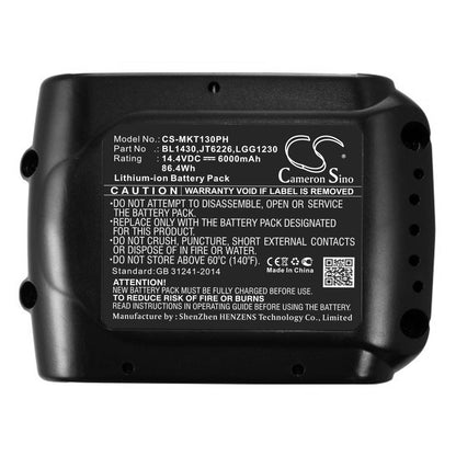 Replacement Battery for DOLMAR  AG-3729 – Power Tools – 6000mAh / 86.40Wh / 14.4V