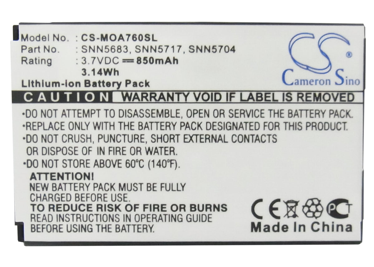 Replacement Battery for Motorola A760 – Mobile, SmartPhone – 850mAh / 3.7V