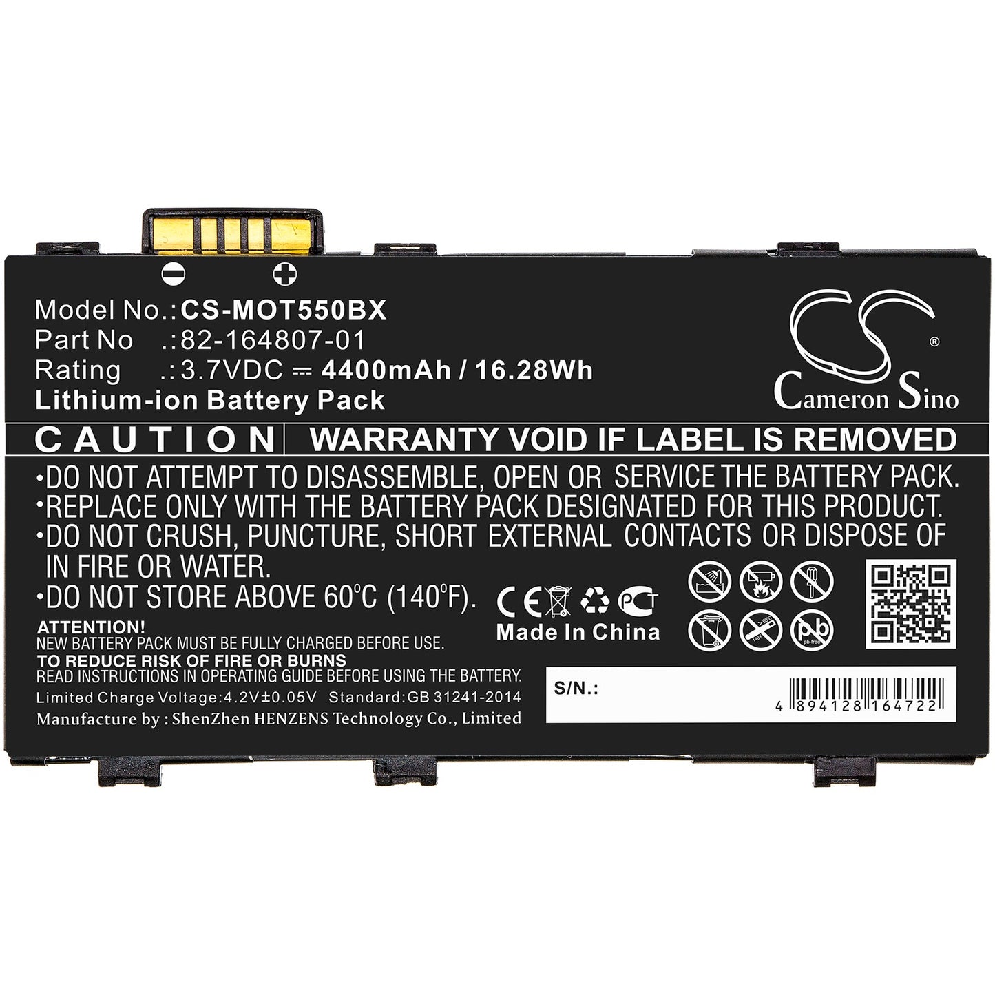 Replacement Battery for Zebra  RFD8500 – Barcode Scanner – 4400mAh / 16.28Wh / 3.7V