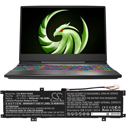 Replacement Battery for MSI  Alpha 15 A3DDK – Notebook, Laptop – 5800mAh / 89.32Wh / 15.4V