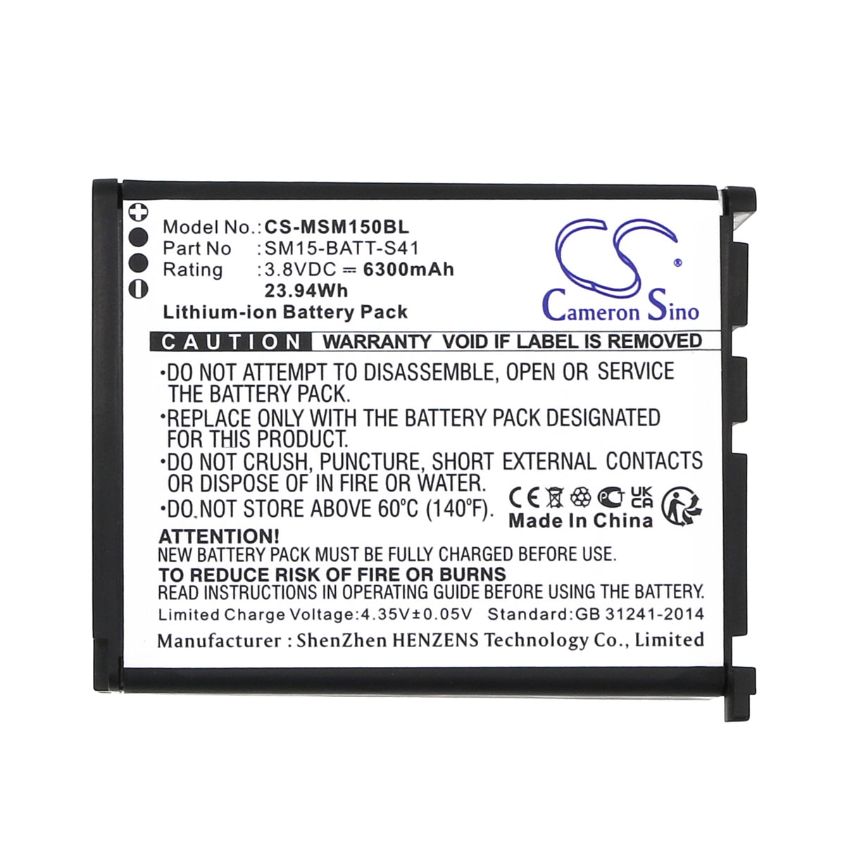 Replacement Battery for M3 Mobile SM15 – Barcode Scanner – 6300mAh / 3.8V