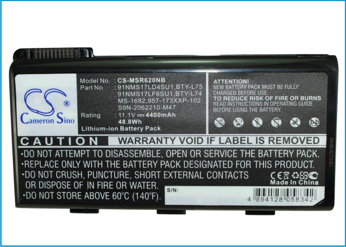 Replacement Battery for MSI  A5000 – Notebook, Laptop – 4400mAh / 11.1V