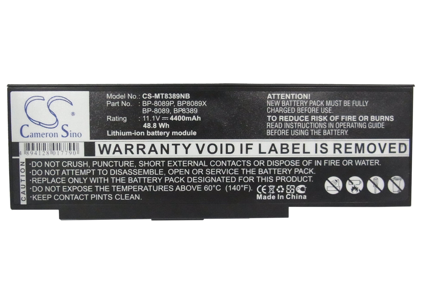 Replacement Battery for Mitac  MiNote 8089 – Notebook, Laptop – 4400mAh / 48.84Wh / 11.1V