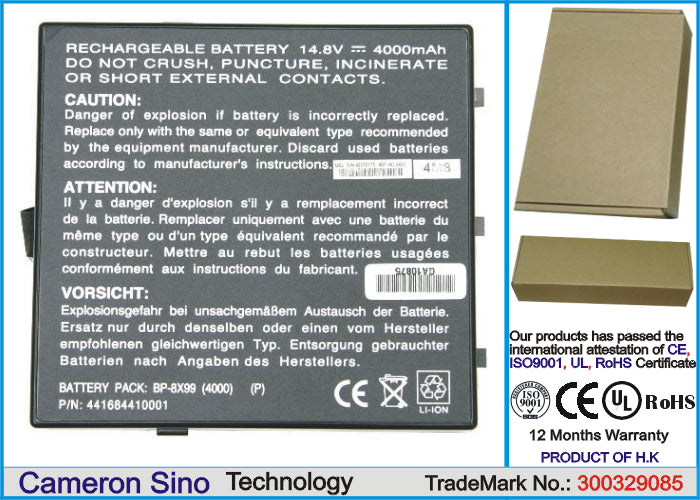 Replacement Battery for LION | Packard Bell | Advent | Medion | Mitac Sarasota Artworker 8599 – Notebook, Laptop – 4400mAh / 14.8V - image 1