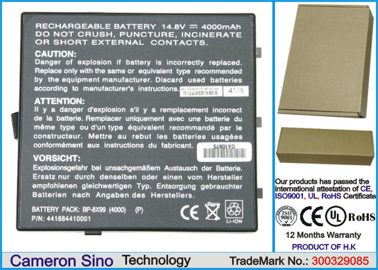 Replacement Battery for LION | Packard Bell | Advent | Medion | Mitac Sarasota Artworker 8599 – Notebook, Laptop – 4400mAh / 14.8V - image 1