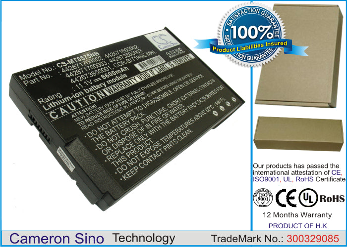 Replacement Battery for Mitac | Packard Bell Minote 8375 – Notebook, Laptop – 6600mAh / 11.1V - image 1