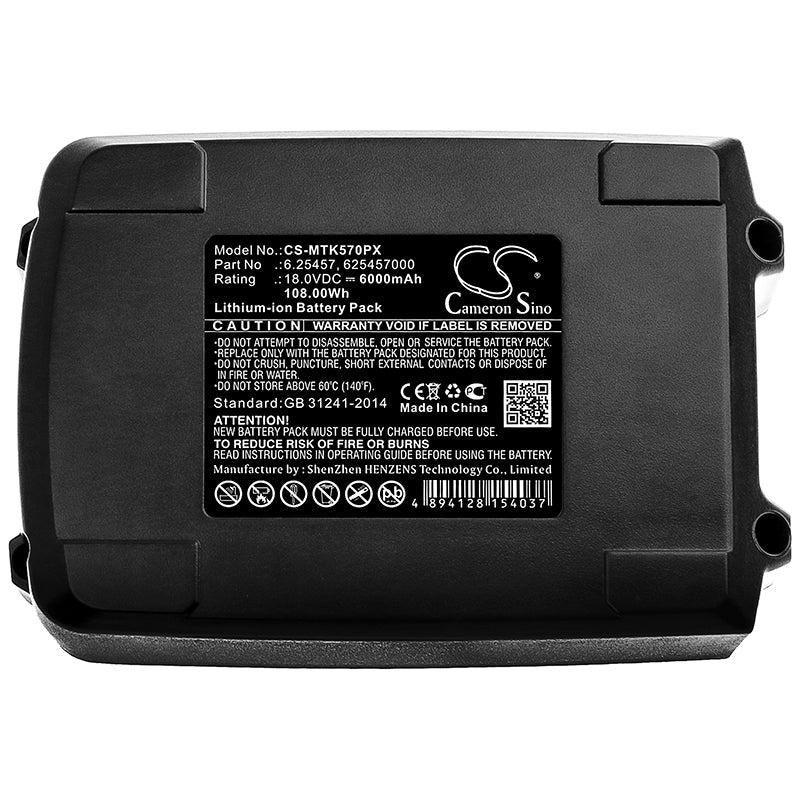 Replacement Battery for Fischer  FSS 18V 400 BL - Set 2 – Power Tools – 6000mAh / 108.00Wh / 18.0V