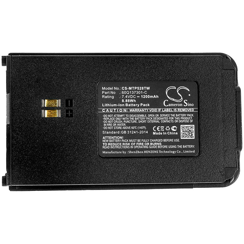 Replacement Battery for Motorola  Clarigo SMP-508 – Two-Way Radio – 1200mAh / 8.88Wh / 7.4V