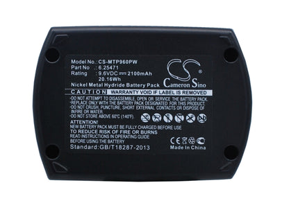 Replacement Battery for Metabo  BS 9.6 – Power Tools – 2100mAh / 20.16Wh / 9.6V