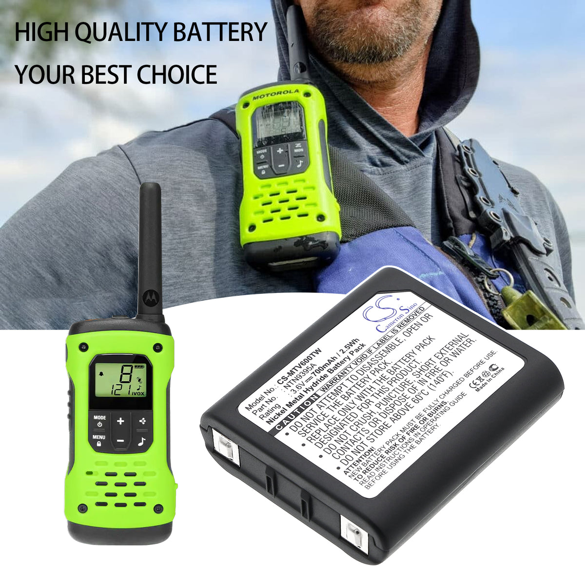 Replacement Battery for Motorola Talkabout T6000 – Two-Way Radio – 700mAh / 3.6V
