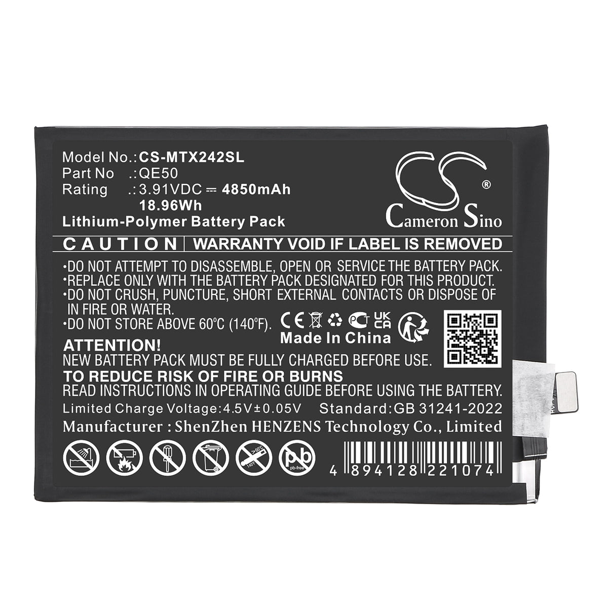 Replacement Battery for Motorola Moto G85 5G – Mobile, SmartPhone – 4850mAh / 3.91V