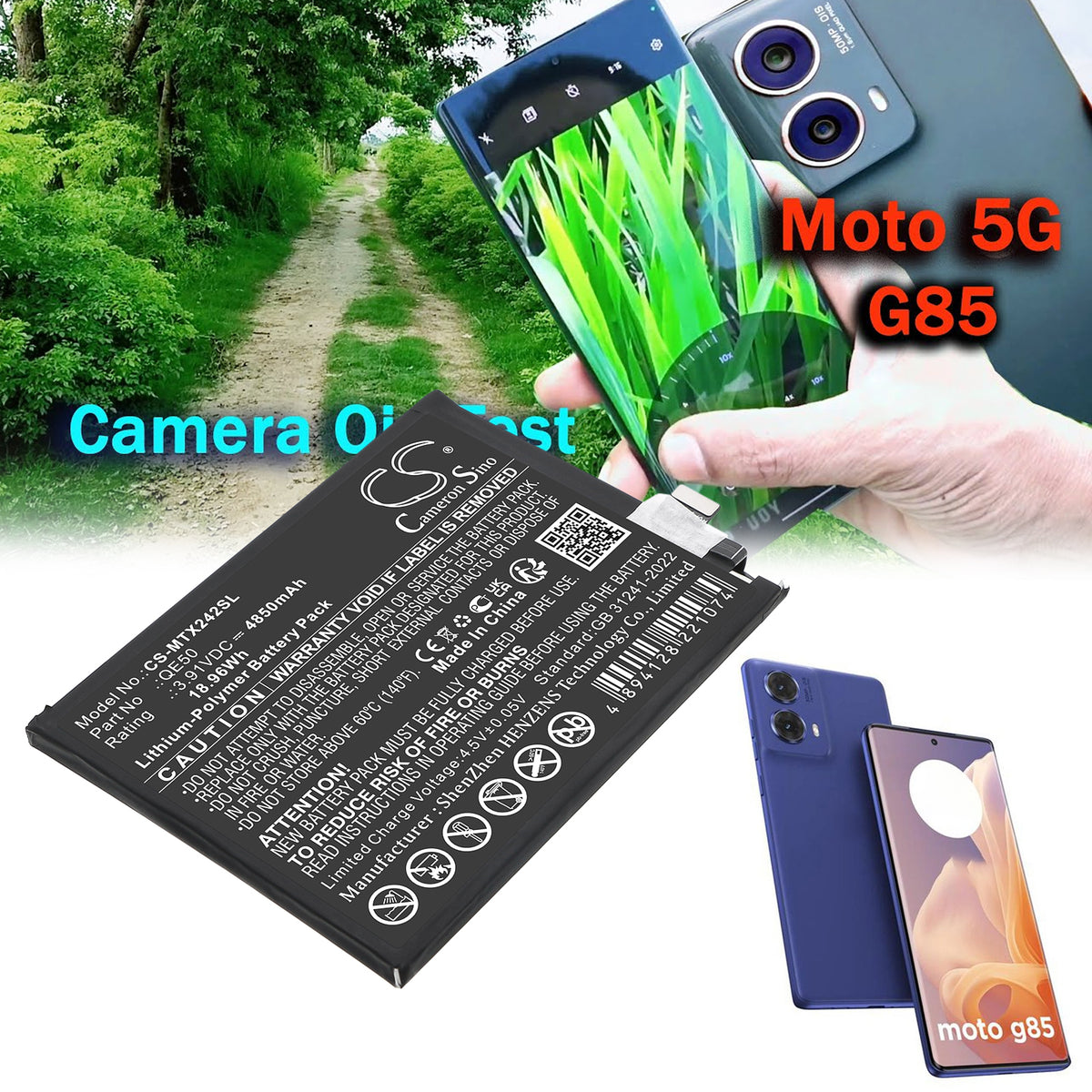 Replacement Battery for Motorola Moto G85 5G – Mobile, SmartPhone – 4850mAh / 3.91V