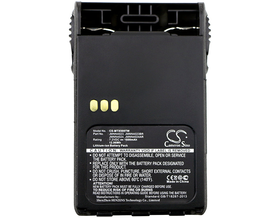 Replacement Battery for Motorola  EX500 – Two-Way Radio – 1800mAh / 12.96Wh / 7.2V