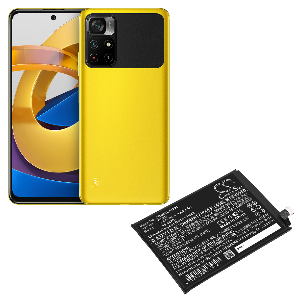 Replacement Battery for Poco | Redmi M4 Pro 5G – Mobile, SmartPhone – 4900mAh / 3.87V