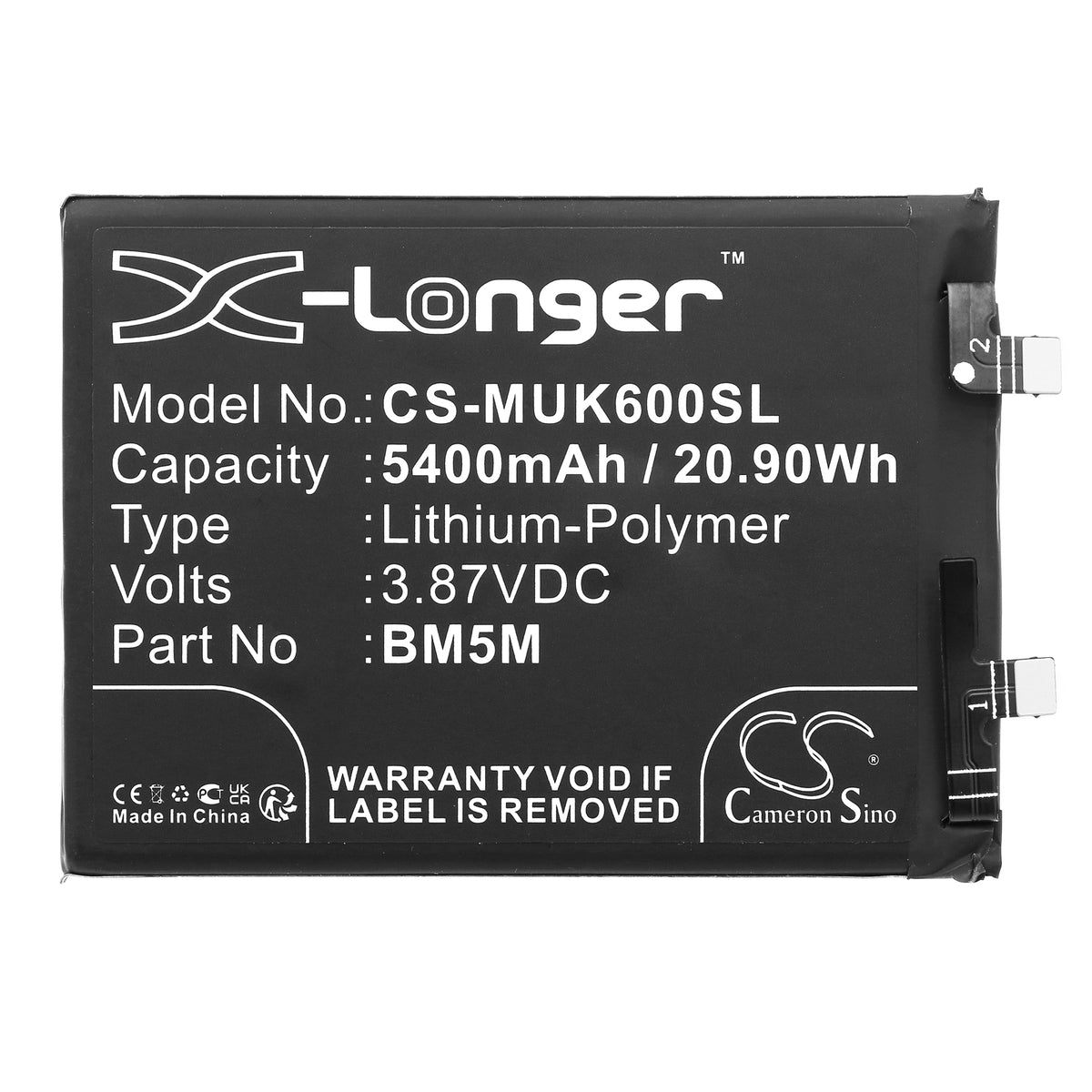 Replacement Battery for Redmi K60 – Mobile, SmartPhone – 5400mAh / 3.87V
