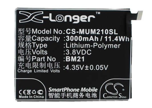 Replacement Battery for Xiaomi Mi Note – Mobile, SmartPhone – 3000mAh / 3.8V