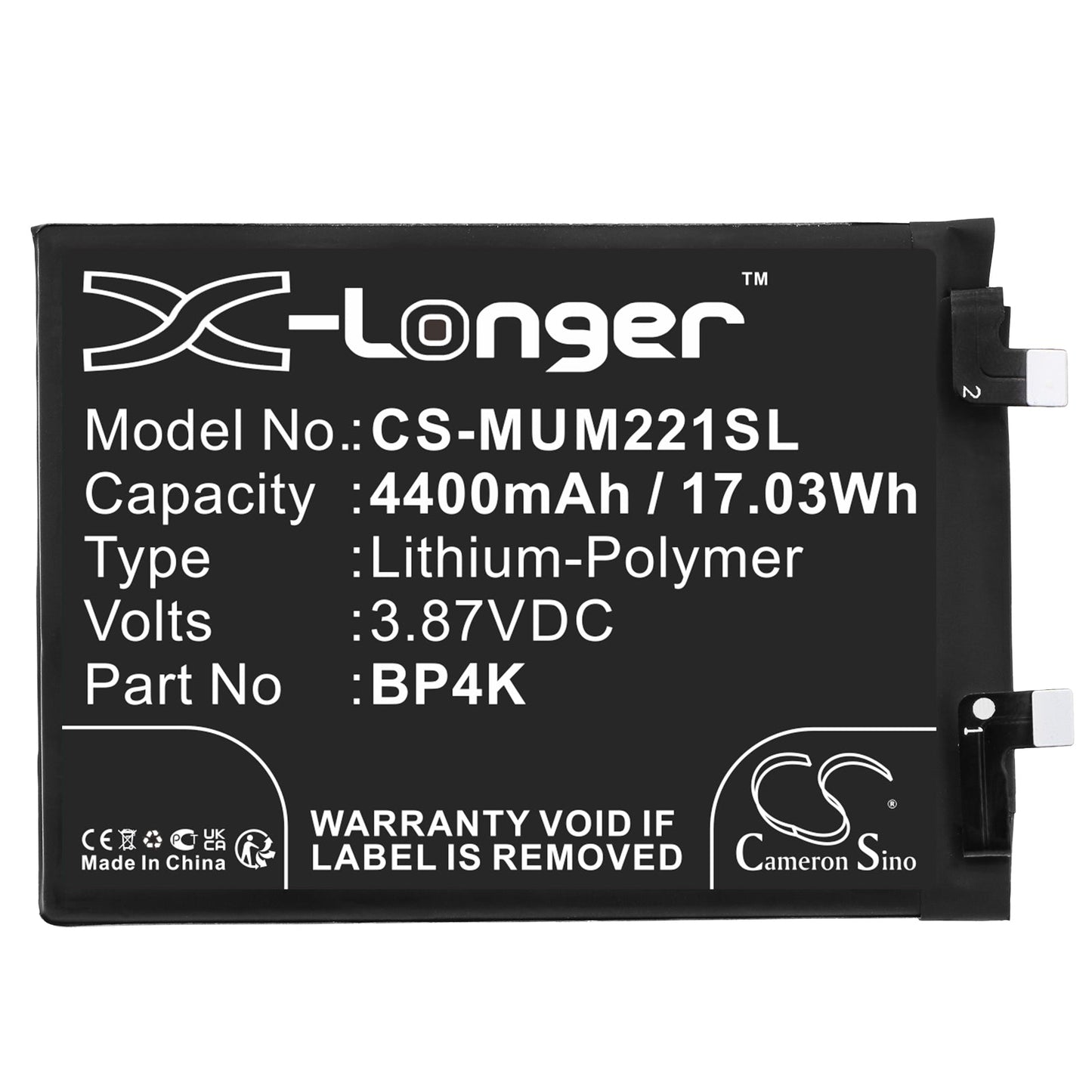 Replacement Battery for Xiaomi  22101320C – Mobile, SmartPhone – 4400mAh / 17.03Wh / 3.87V