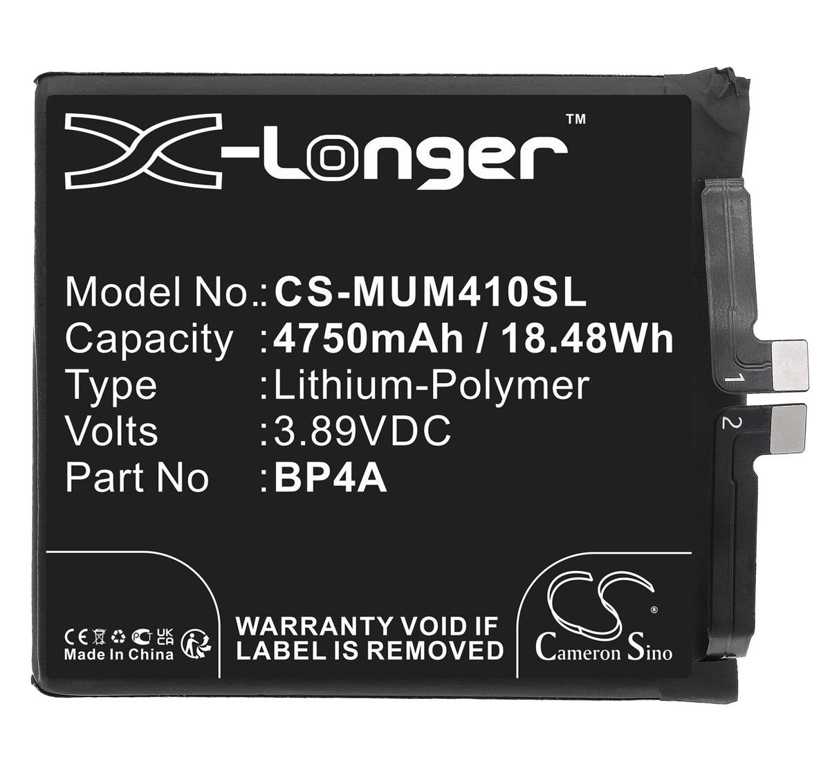 Replacement Battery for Xiaomi 12S Ultra – Mobile, SmartPhone – 4750mAh / 3.89V