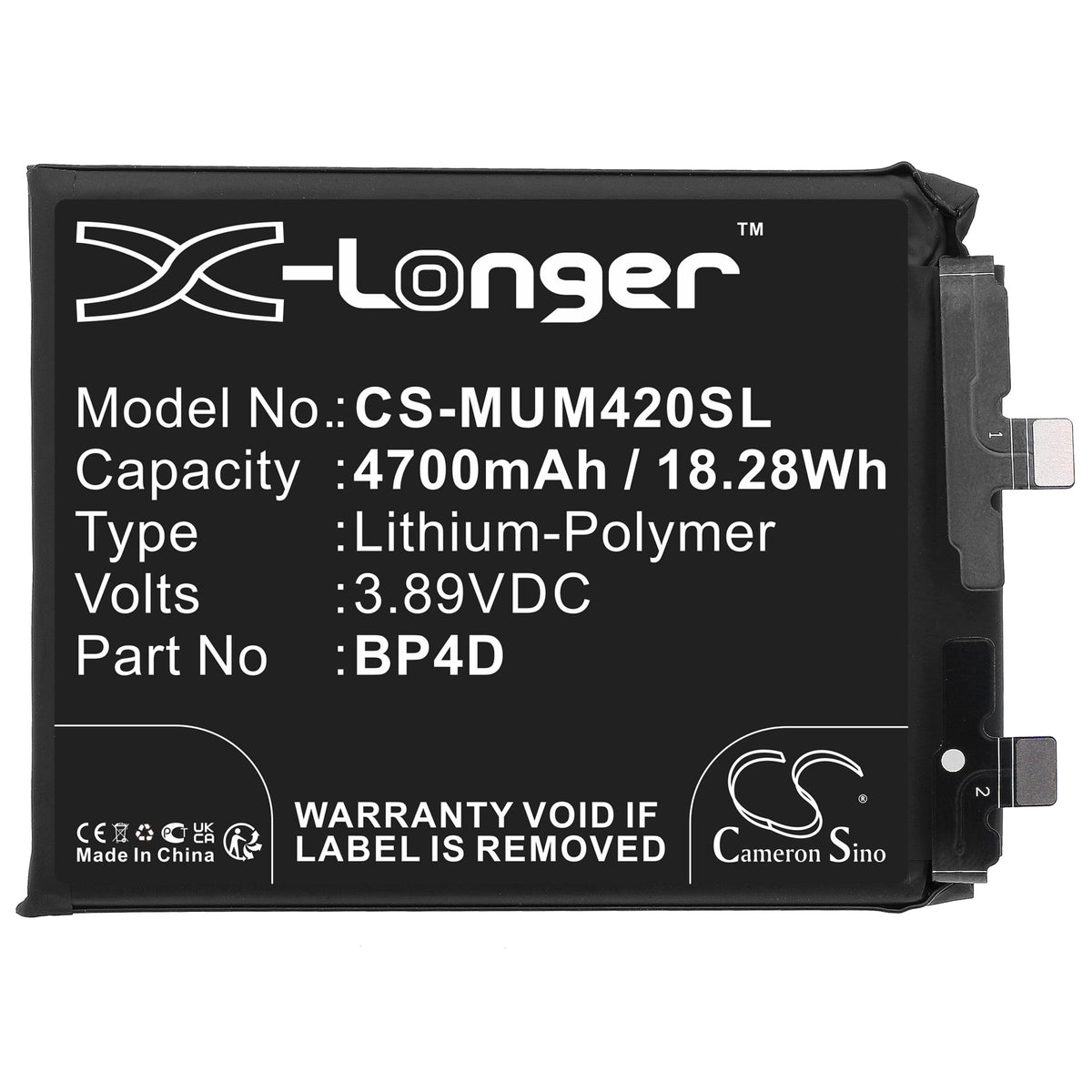 Replacement Battery for Xiaomi 13 Pro – Mobile, SmartPhone – 4700mAh / 3.89V