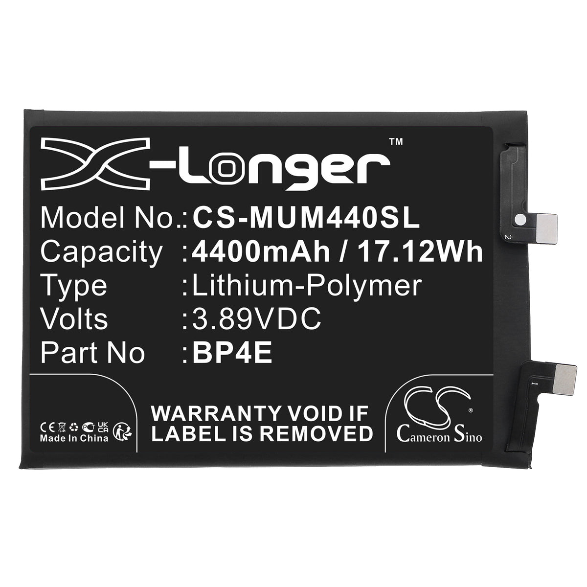 Replacement Battery for Xiaomi 13 Lite – Mobile, SmartPhone – 4400mAh / 3.89V