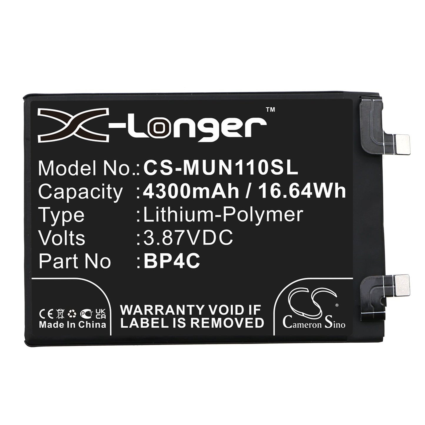 Replacement Battery for Xiaomi  Redmi Note 11T Pro+ – Mobile, SmartPhone – 4300mAh / 16.64Wh / 3.87V