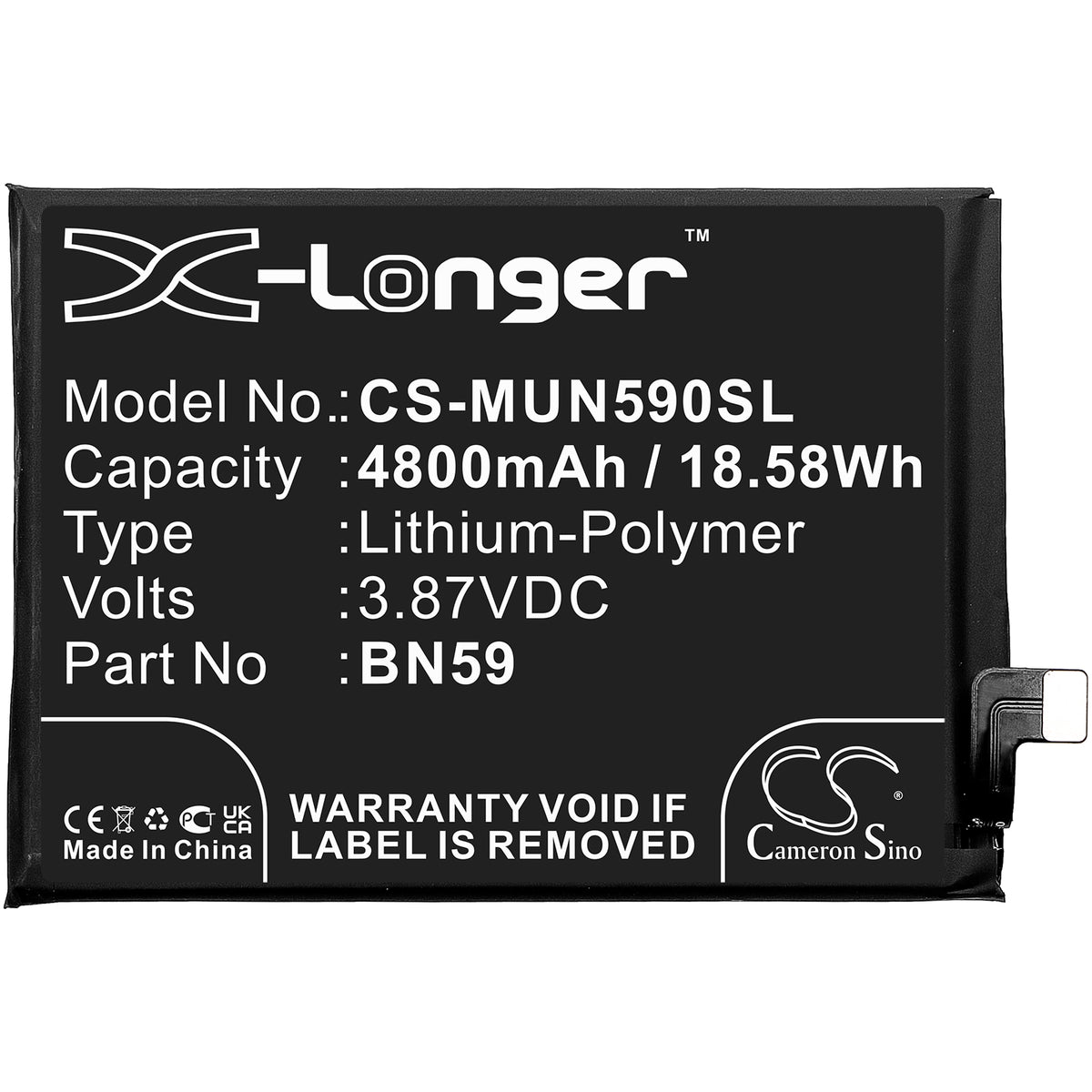 Replacement Battery for Redmi | Xiaomi Note 10 – Mobile, SmartPhone – 4800mAh / 3.87V
