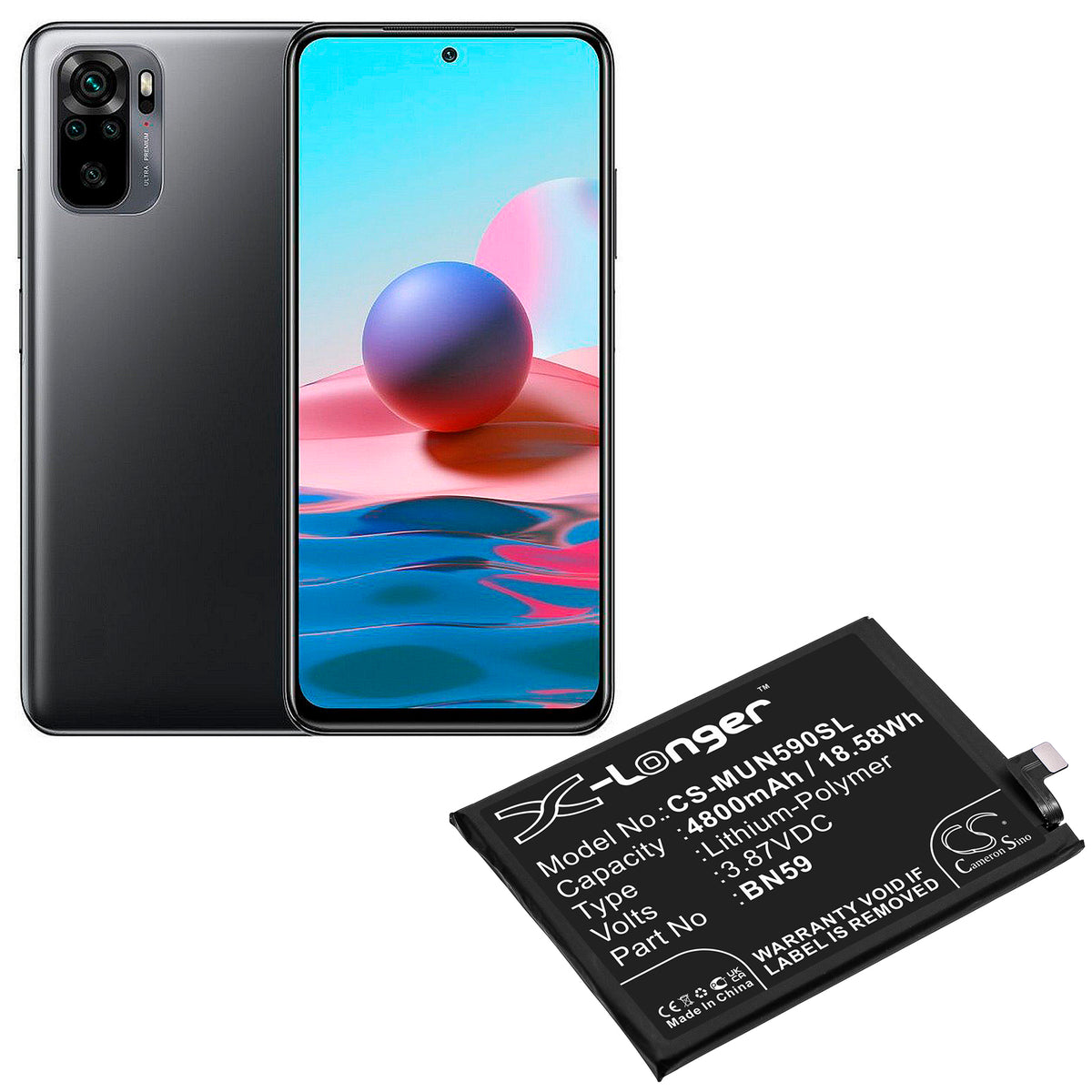 Replacement Battery for Redmi | Xiaomi Note 10 – Mobile, SmartPhone – 4800mAh / 3.87V