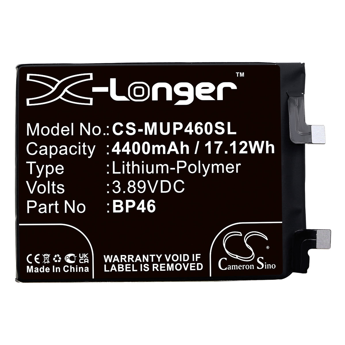 Replacement Battery for Xiaomi 12 – Mobile, SmartPhone – 4400mAh / 3.89V