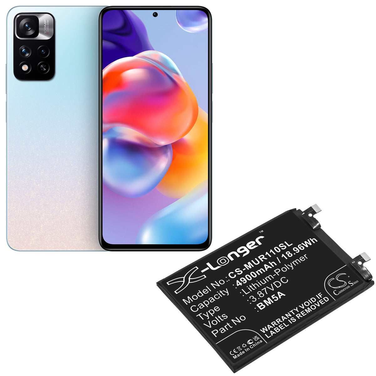 Replacement Battery for Xiaomi | Redmi Redmi Note 11 Pro – Mobile, SmartPhone – 4900mAh / 3.87V
