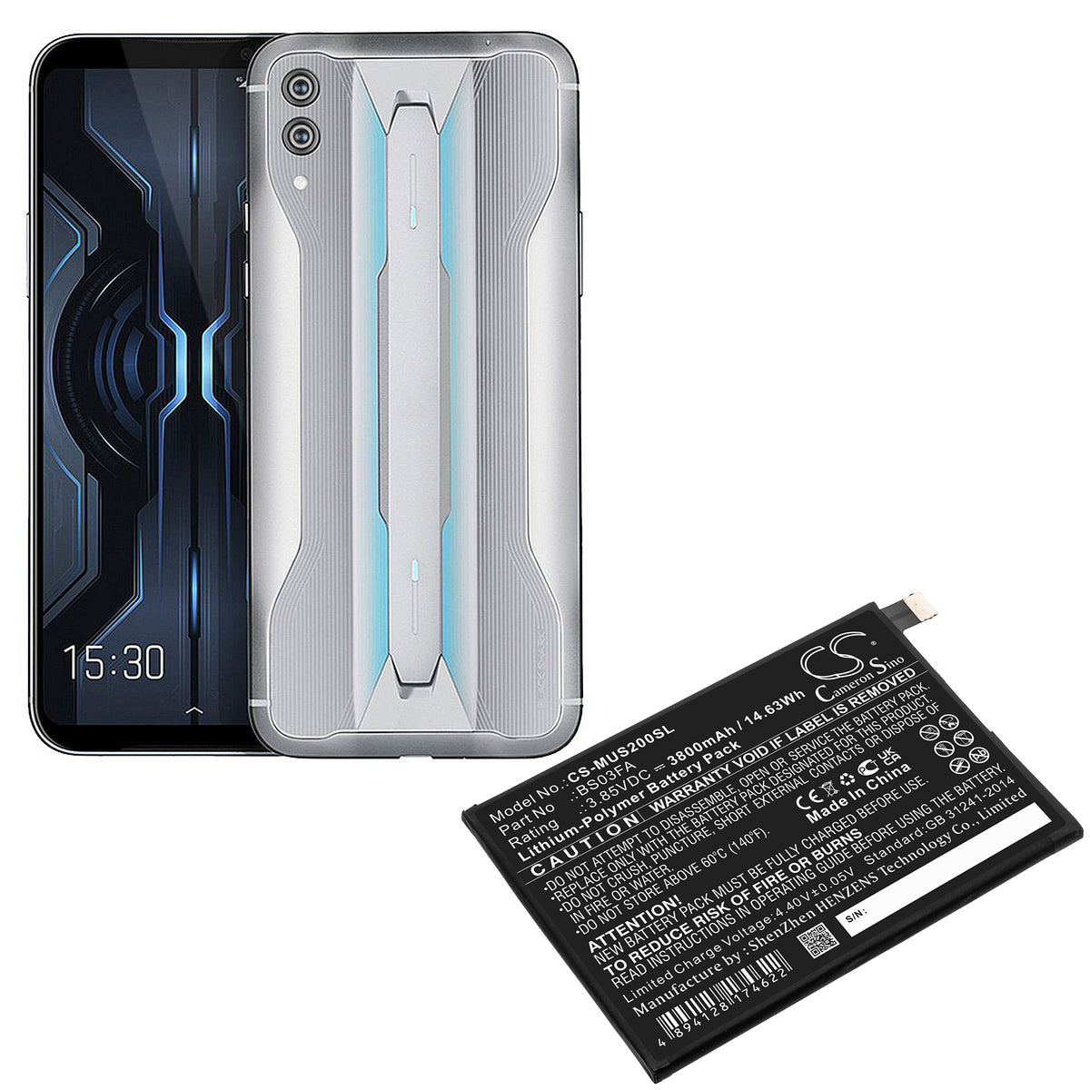 Replacement Battery for Xiaomi Black Shark 2 – Mobile, SmartPhone – 3800mAh / 3.85V
