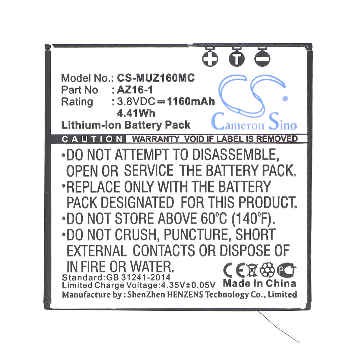 Replacement Battery for Xiaomi AZ16 – Camera – 1160mAh / 3.8V