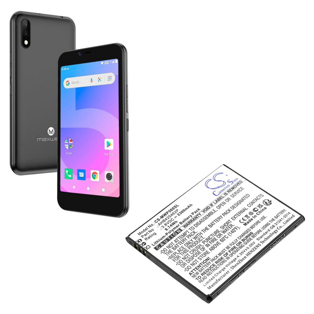 Replacement Battery for Maxwest Nitro 5P – Mobile, SmartPhone – 2300mAh / 3.8V