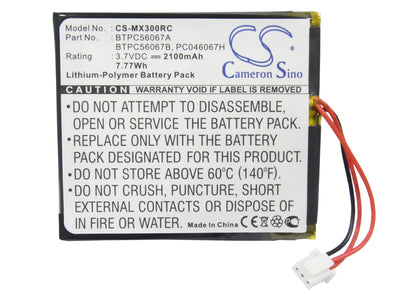 Replacement Battery for Crestron | URC MT-1000C MiniTouch Wireless Handheld Touchpanel – Remote Control – 2100mAh / 3.7V