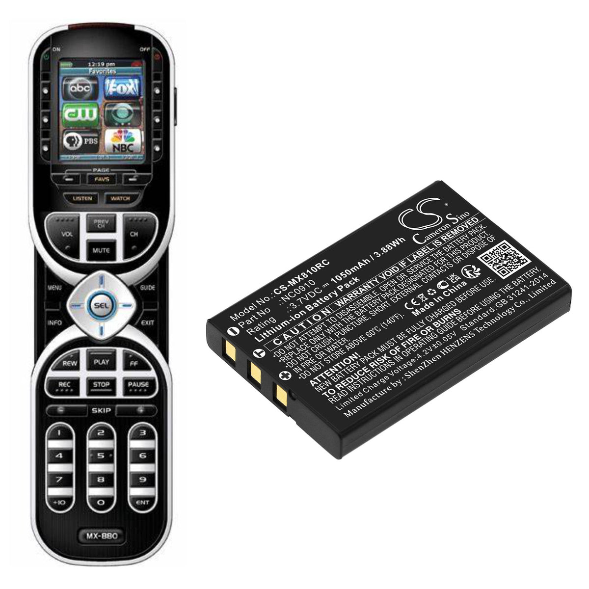 Replacement Battery for URC MX-810 – Remote Control – 1050mAh / 3.7V
