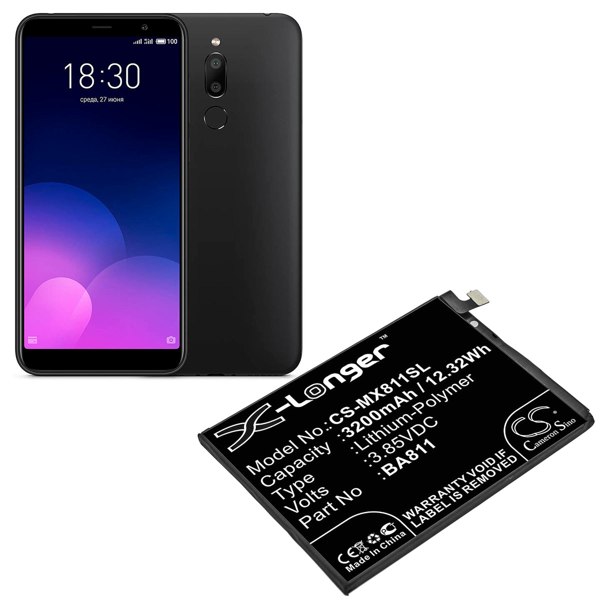 Replacement Battery for Meilan | MeiZu 6T – Mobile, SmartPhone – 3200mAh / 3.85V