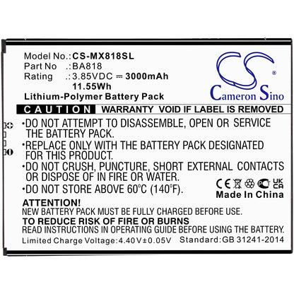 Replacement Battery for MeiZu C9 – Mobile, SmartPhone – 3000mAh / 3.85V
