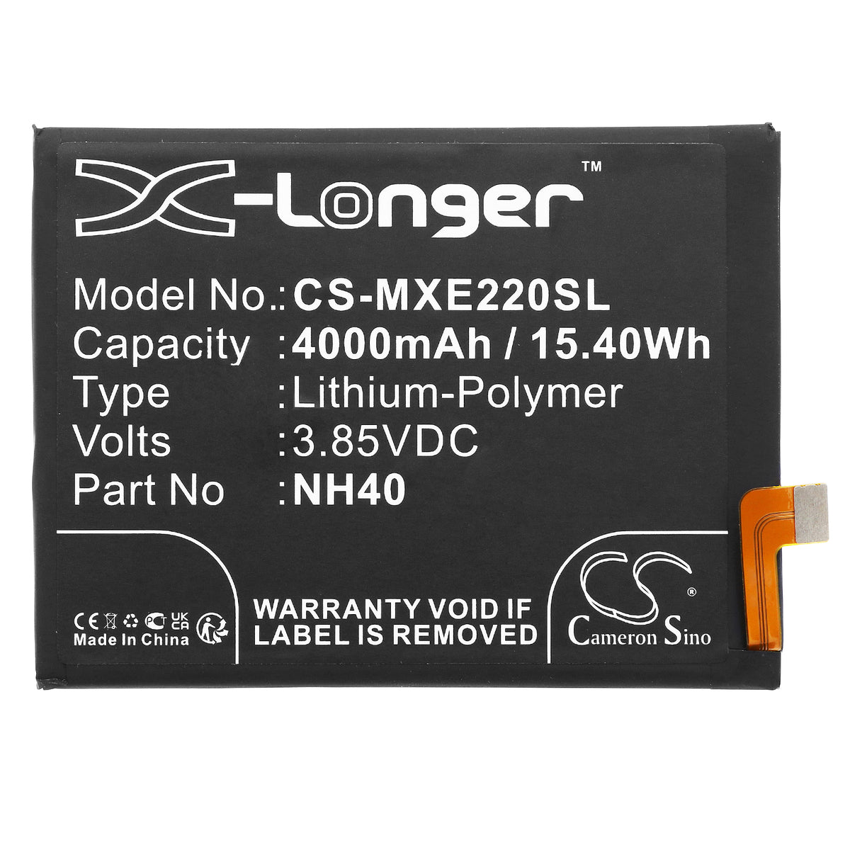 Replacement Battery for Motorola Moto E22 – Mobile, SmartPhone – 4000mAh / 3.85V