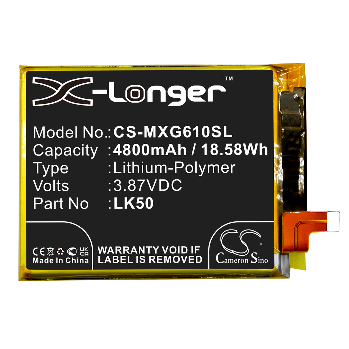 Replacement Battery for Motorola Moto G60s – Mobile, SmartPhone – 4800mAh / 3.87V