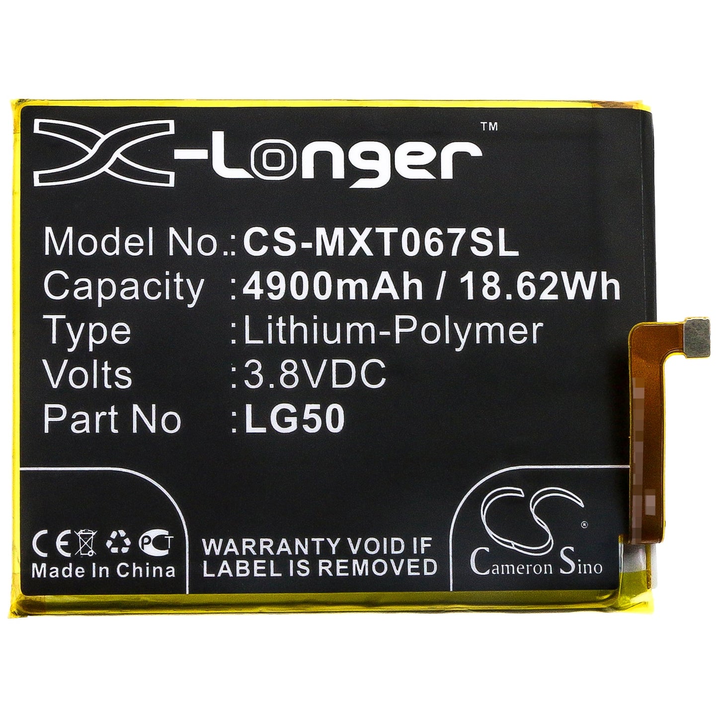Replacement Battery for Motorola  One Fusion Plus – Mobile, SmartPhone – 4900mAh / 18.62Wh / 3.8V