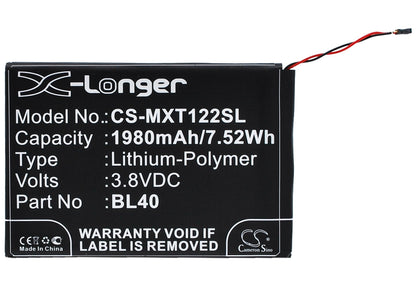 Replacement Battery for Motorola  Moto E – Mobile, SmartPhone – 1980mAh / 7.52Wh / 3.8V