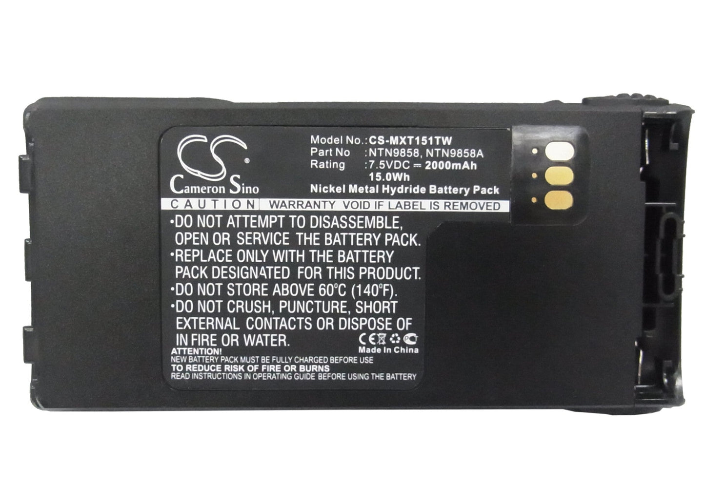 Replacement Battery for Motorola  MT1500 – Two-Way Radio – 2000mAh / 15.00Wh / 7.5V