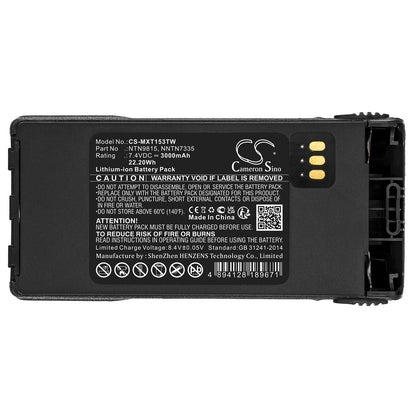 Replacement Battery for Motorola  MT1500 – Two-Way Radio – 3000mAh / 22.20Wh / 7.4V