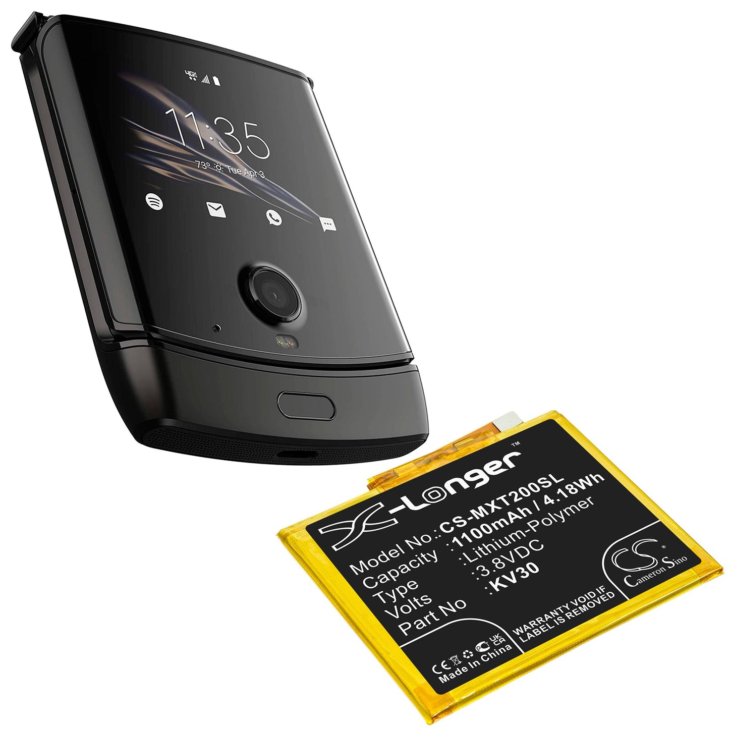 Replacement Battery for Motorola  Razr 2019 – Mobile, SmartPhone – 1100mAh / 4.18Wh / 3.8V