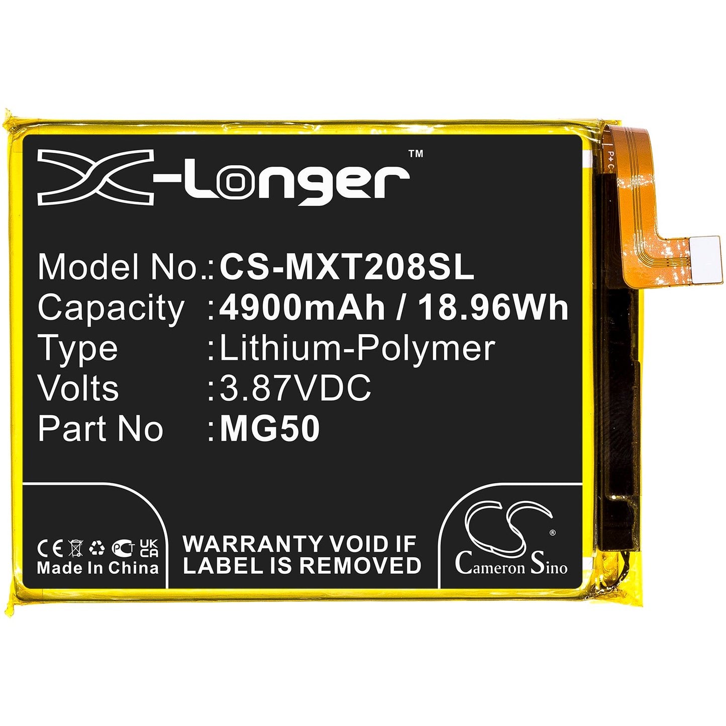 Replacement Battery for Motorola  Moto G9 Plus – Mobile, SmartPhone – 4900mAh / 18.96Wh / 3.87V