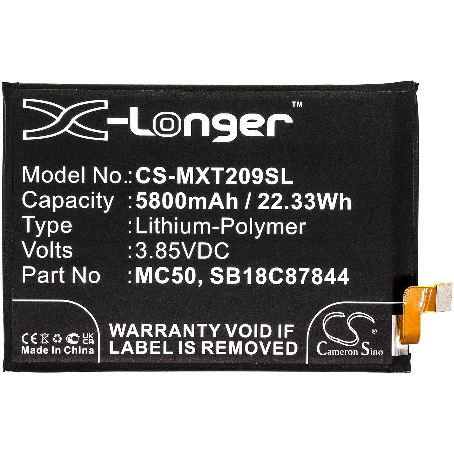 Replacement Battery for Lenovo  K12 Pro – Mobile, SmartPhone – 5800mAh / 22.33Wh / 3.85V
