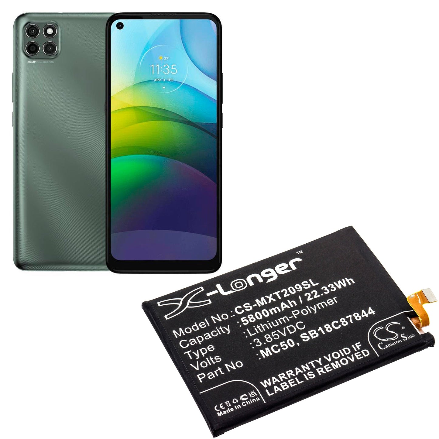 Replacement Battery for Motorola  Moto G9 Power – Mobile, SmartPhone – 5800mAh / 22.33Wh / 3.85V