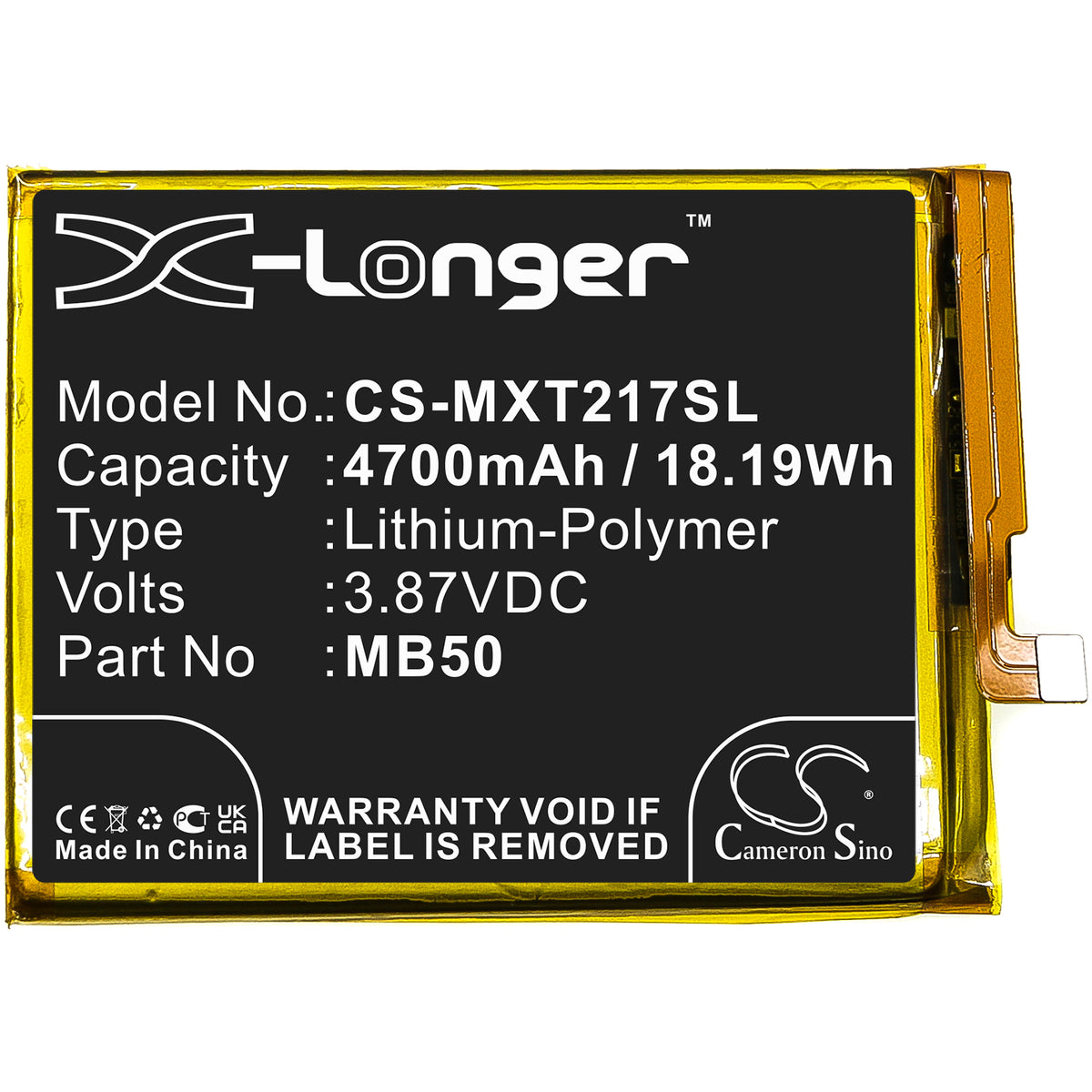 Replacement Battery for Motorola Moto Edge S30 – Mobile, SmartPhone – 4700mAh / 3.87V